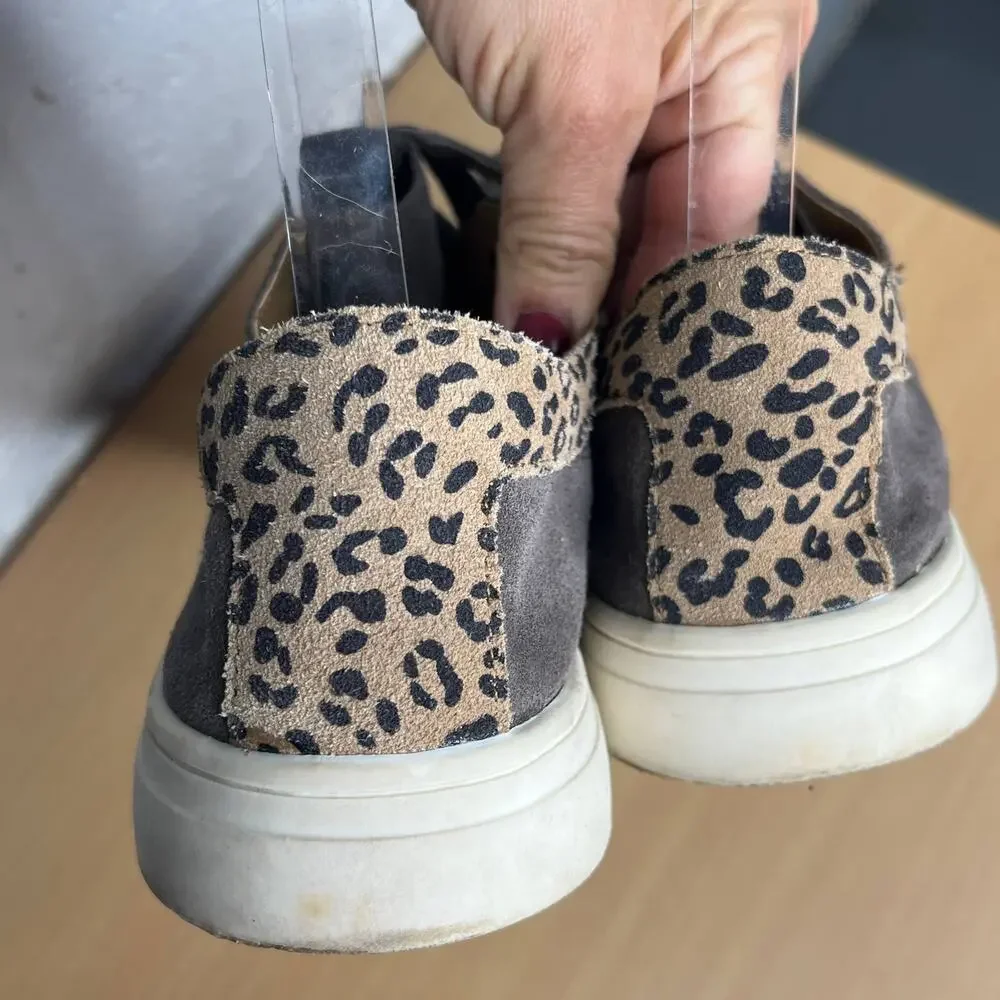 Lucky‎ Brand Women's Gray Leopard Lucia Suede Lace Up Sneakers Sie 8.5